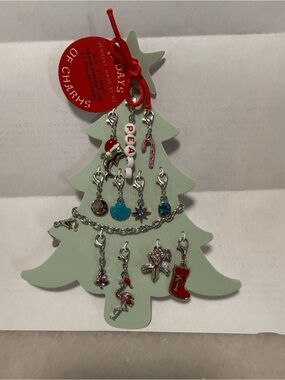 Holiday Charm Key & Card Holder Necklace - Red Accents